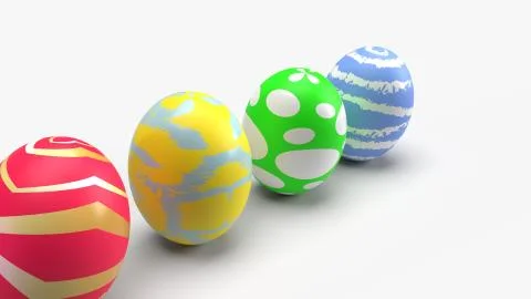 Easter eggs on white background 3d rendering for holiday content. Stock Illustration