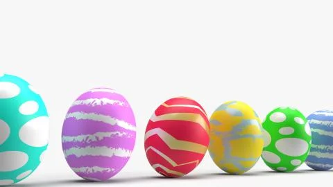 Easter eggs on white background 3d rendering for holiday content. Stock Illustration