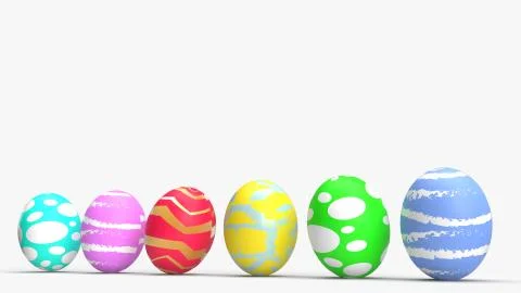 Easter eggs on white background 3d rendering for holiday content. Stock Illustration