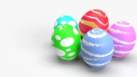 Easter eggs on white background 3d rendering for holiday content. 스톡 일러스트