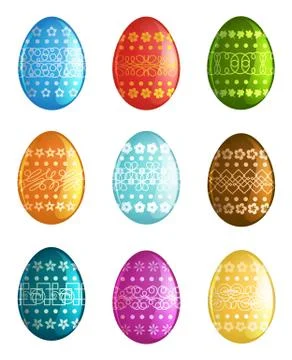 Easter eggs on white background Stock Illustration