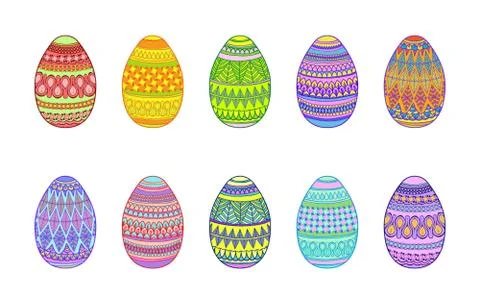 Easter eggs on a white background Stock Illustration