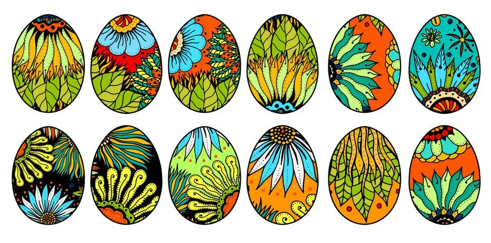 Easter eggs on a white background. 스톡 일러스트