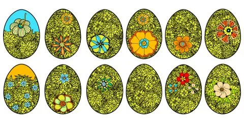 Easter eggs on a white background. Stock Illustration