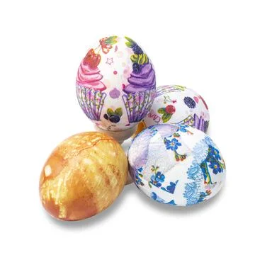 Easter eggs on a white background, isolate with shadow. Stock Photos