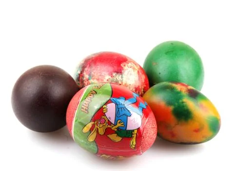 Easter eggs on white background 스톡 사진