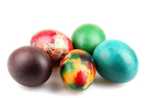 Easter eggs on white background Stock Photos