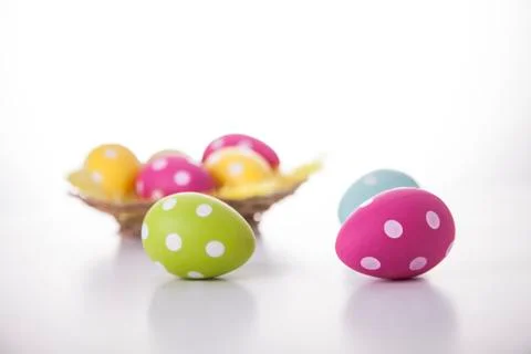 Easter eggs on white background Stock Photos