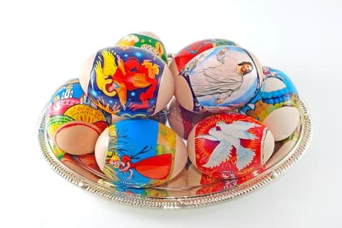 Easter eggs on a white background Stock Photos