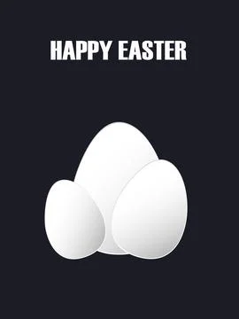 Easter eggs of white paper on dark background. Happy Easter. Vector illustr.. Stock Illustration