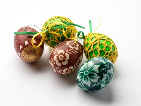 Easter eggs on white 库存照片
