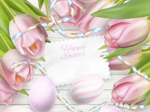 Easter eggs on wood background. EPS 10 Stock Illustration