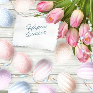 Easter eggs on wood background. EPS 10 Stock Illustration