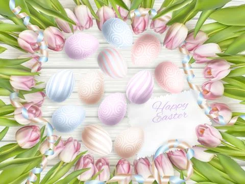 Easter eggs on wood background. EPS 10 Stock Illustration