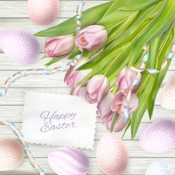 Easter eggs on wood background. EPS 10 Stock Illustration