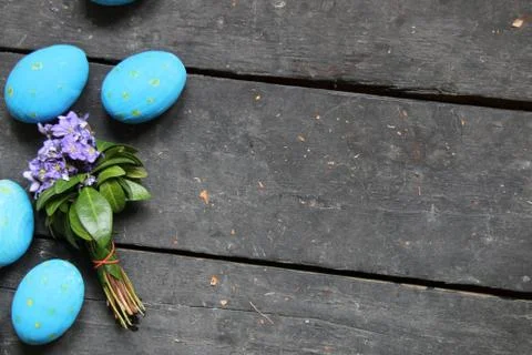 Easter eggs on a wood background Stock Photos