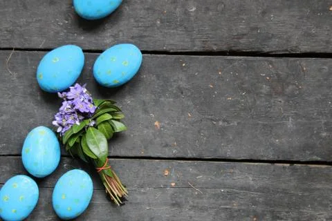 Easter eggs on a wood background Stock Photos