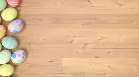 The Easter eggs on wood floor for Easter Day  content 3d rendering Stock Illustration