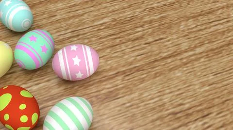 The Easter eggs on wood table for holiday concept 3d rendering Stock Illustration