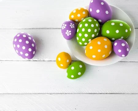 Easter eggs on wooden background Foto stock