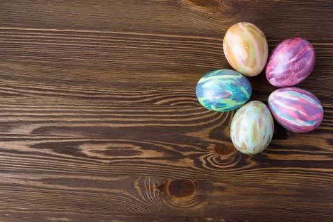 Easter eggs on wooden background Foto stock