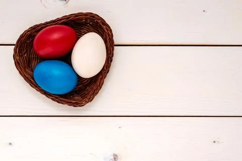 Easter eggs on wooden background Foto stock