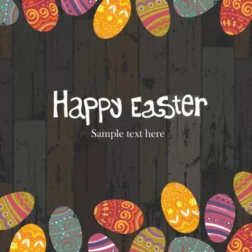 Easter eggs on wooden planks background. vector, eps10 Stock-Illustration