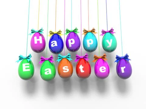 Easter eggs with the words - Happy Easter 3d render Stock Illustration