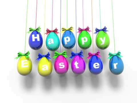 Easter eggs with the words - Happy Easter 3d render Stock Illustration