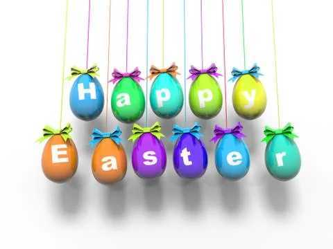 Easter eggs with the words - Happy Easter 3d render Stock Illustration
