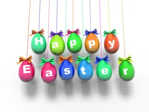 Easter eggs with the words - Happy Easter 3d render Stock Illustration