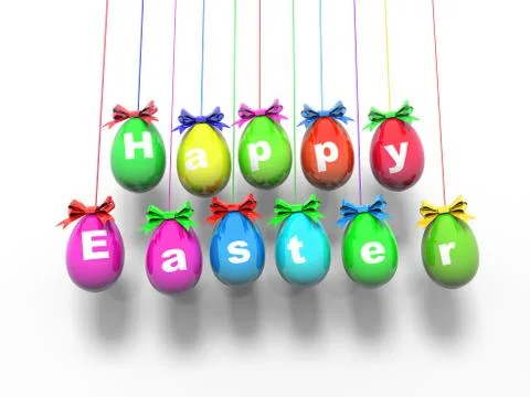Easter eggs with the words - Happy Easter 3d render Stock Illustration