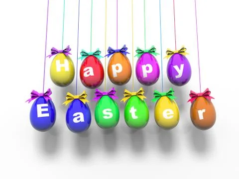 Easter eggs with the words - Happy Easter 3d render Stock Illustration