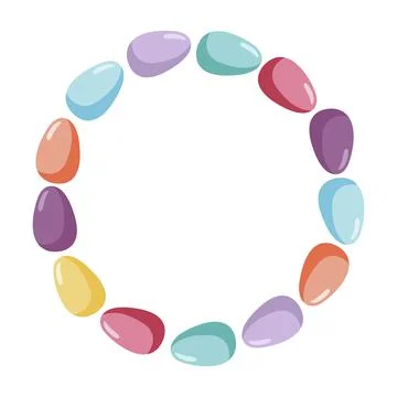 Easter eggs Wreath. Frame in pastel colors with copy space for date, photo, text Stock Illustration