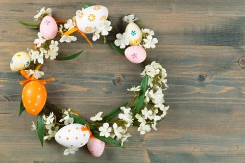 Easter eggs wreath. Stock Photos