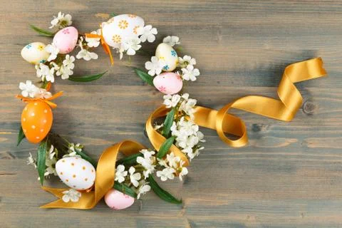 Easter eggs wreath. Stock Photos