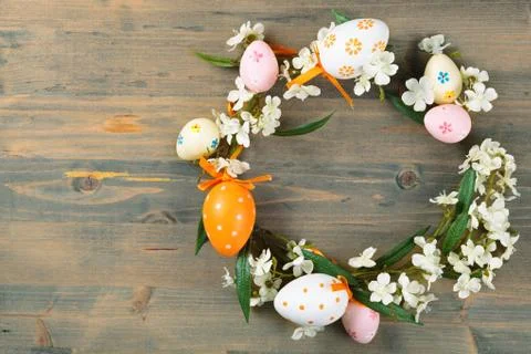 Easter eggs wreath. Stock Photos