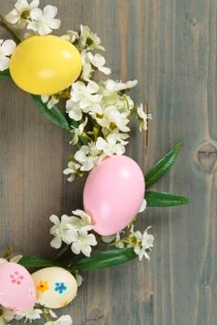 Easter eggs wreath. Stock Photos