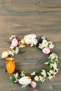 Easter eggs wreath. Stock Photos