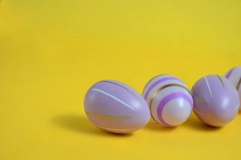 Easter eggs on a yellow background. Easter. Stock-Fotos