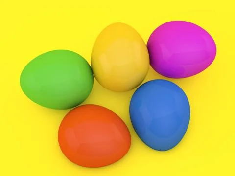Easter eggs on a yellow background. Stock Illustration