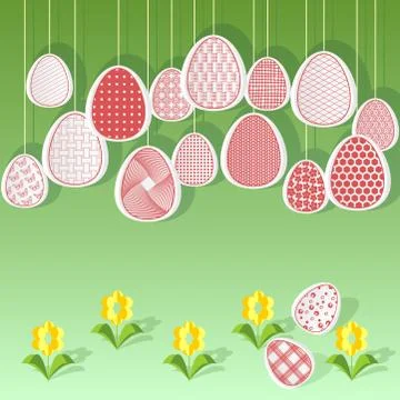 Easter eggs with yellow flowers Illustrazione stock
