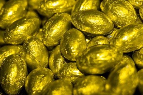 Easter Eggs - Yellow Foil Stock Photos