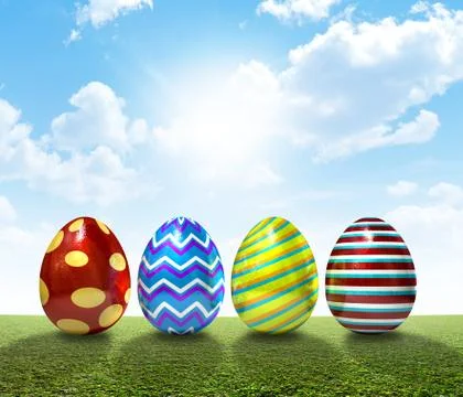 Easter Egss On Lawn Stock Illustration