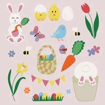 Easter Elements  and Icons Set Illustrazione stock