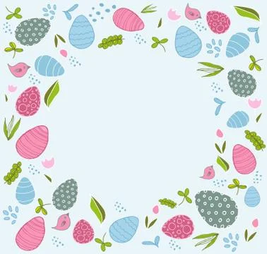 Easter elements background blue Stock Illustration