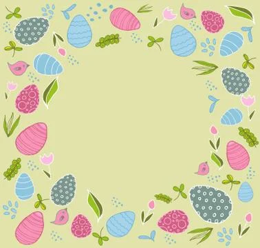 Easter elements background yellow 库存插图