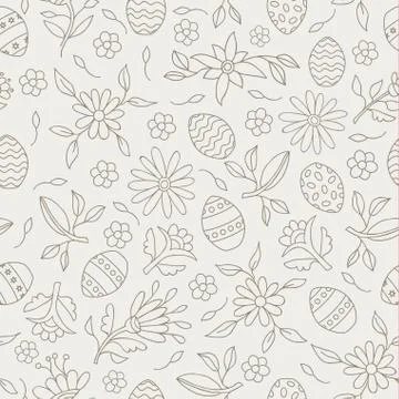 Easter elements seamless flower pattern background イラスト素材