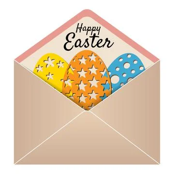 Easter envelope paper mail with a Easter Egg, vintage. Vector illustration Stock Illustration