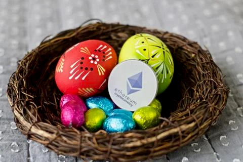 Easter Ethereum coin Stock Photos